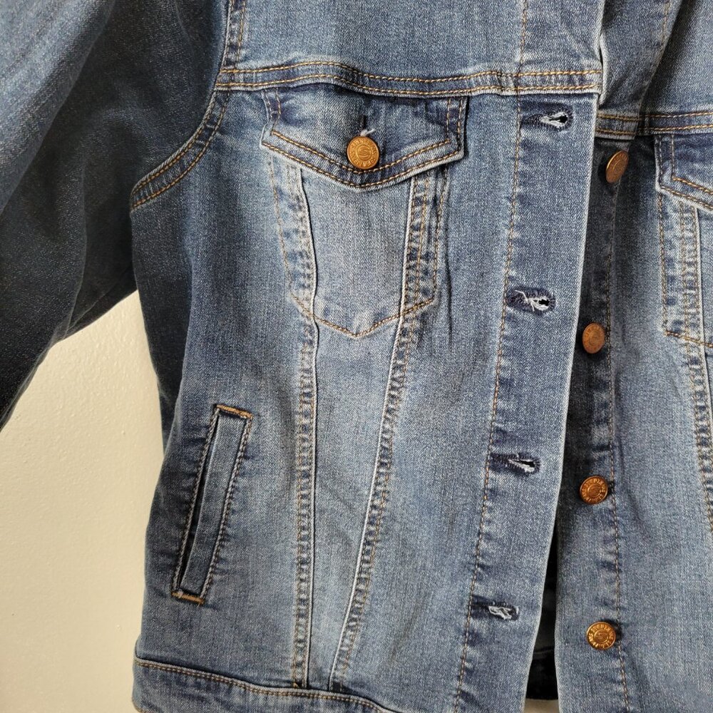 Seven7 Denim Jacket Women's Small Kramer Medium Wash Button Closure Pockets NWT - Picture 3 of 5
